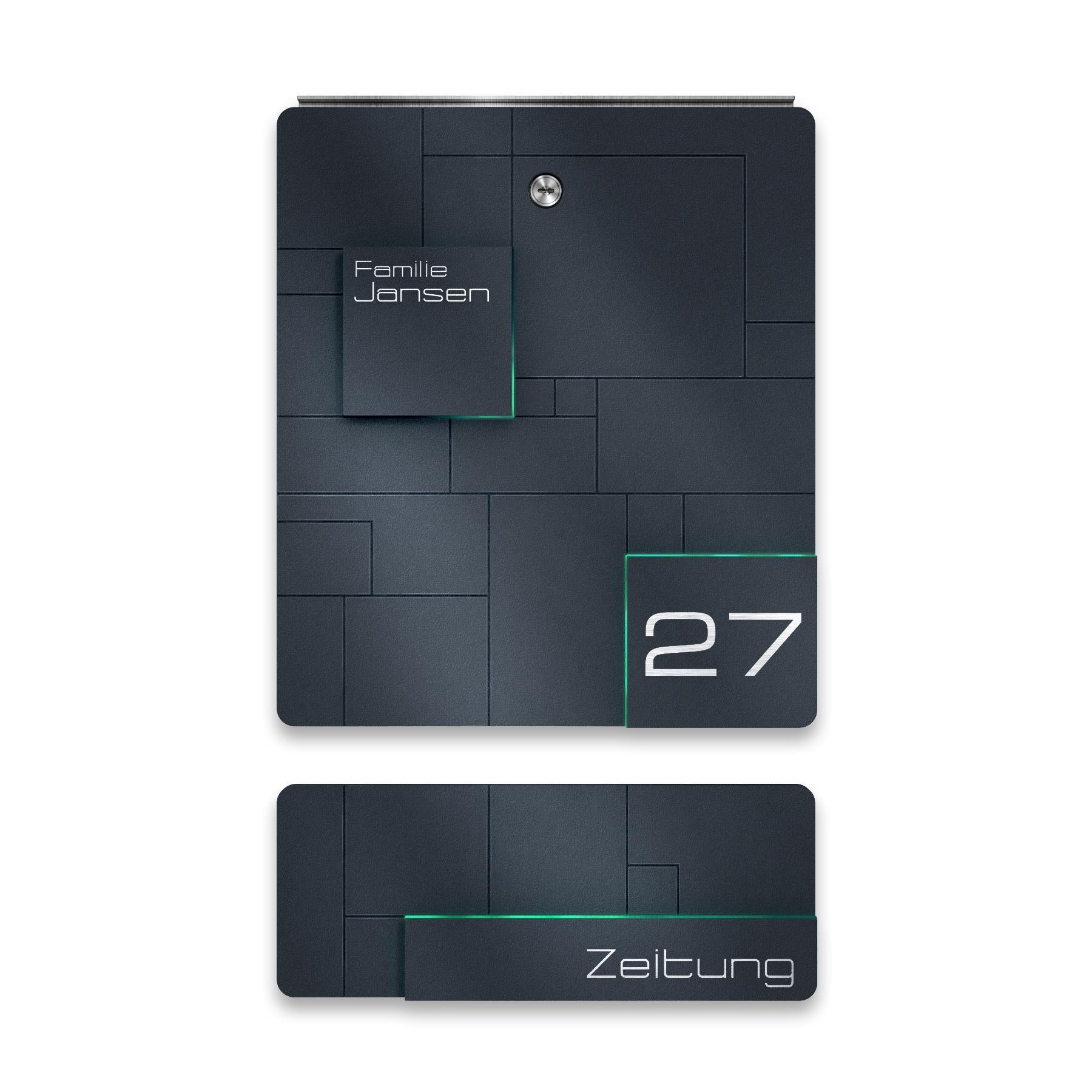 Metzler Briefkasten Anthrazit Edelstahl V4A Gravur optional | 02
