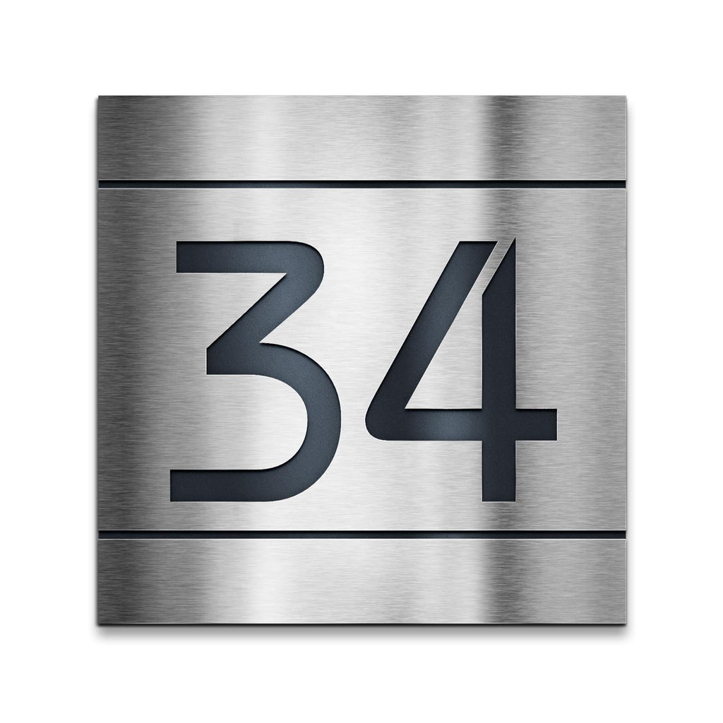 Quadratisches Hausnummernschild aus Edelstahl