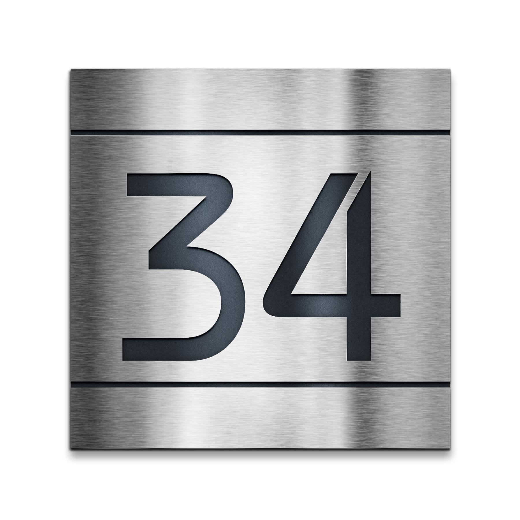 Quadratisches Hausnummernschild aus Edelstahl