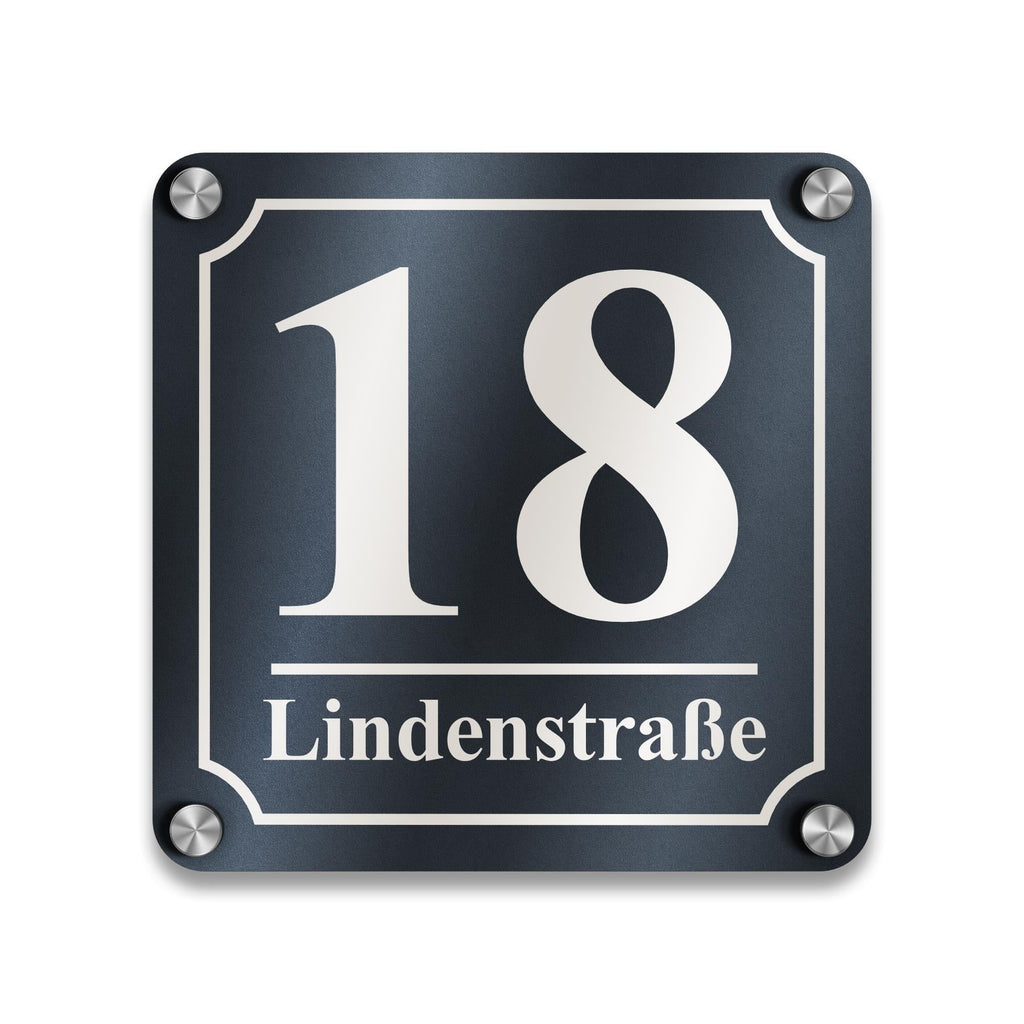 Quadratische Hausnummer in Anthrazit RAL7016 inkl. Gravur