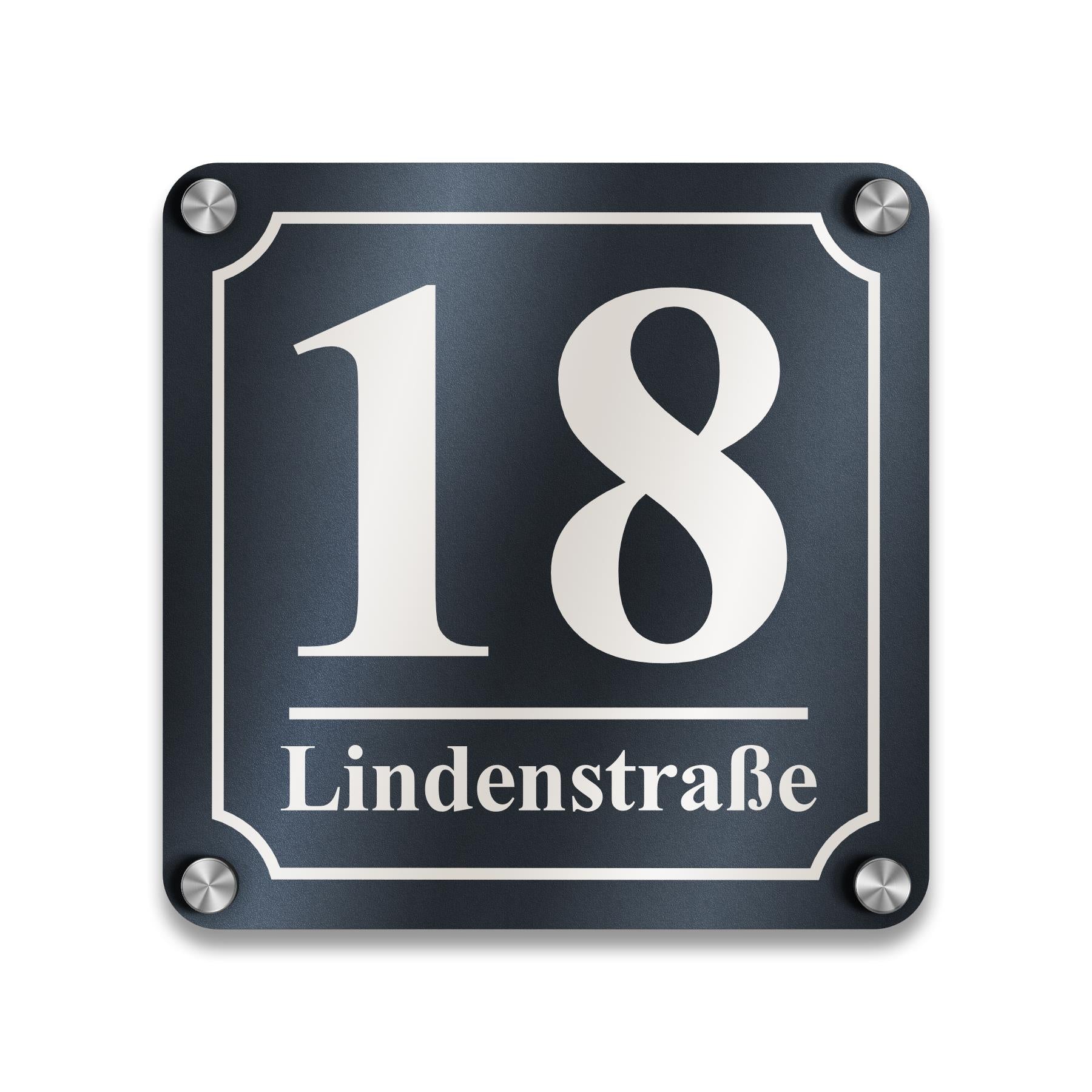 Quadratische Hausnummer in Anthrazit RAL7016 inkl. Gravur