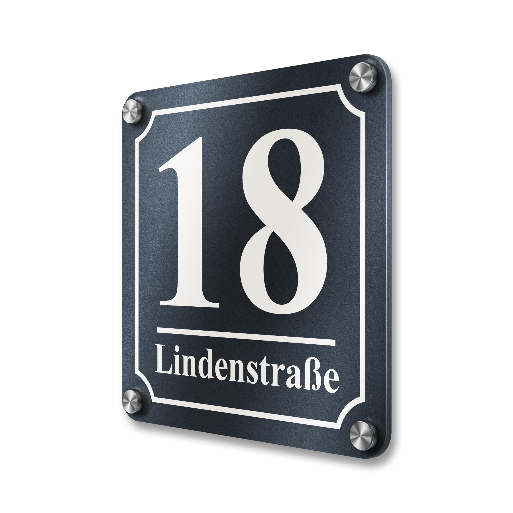 Quadratische Hausnummer in Anthrazit RAL7016 inkl. Gravur