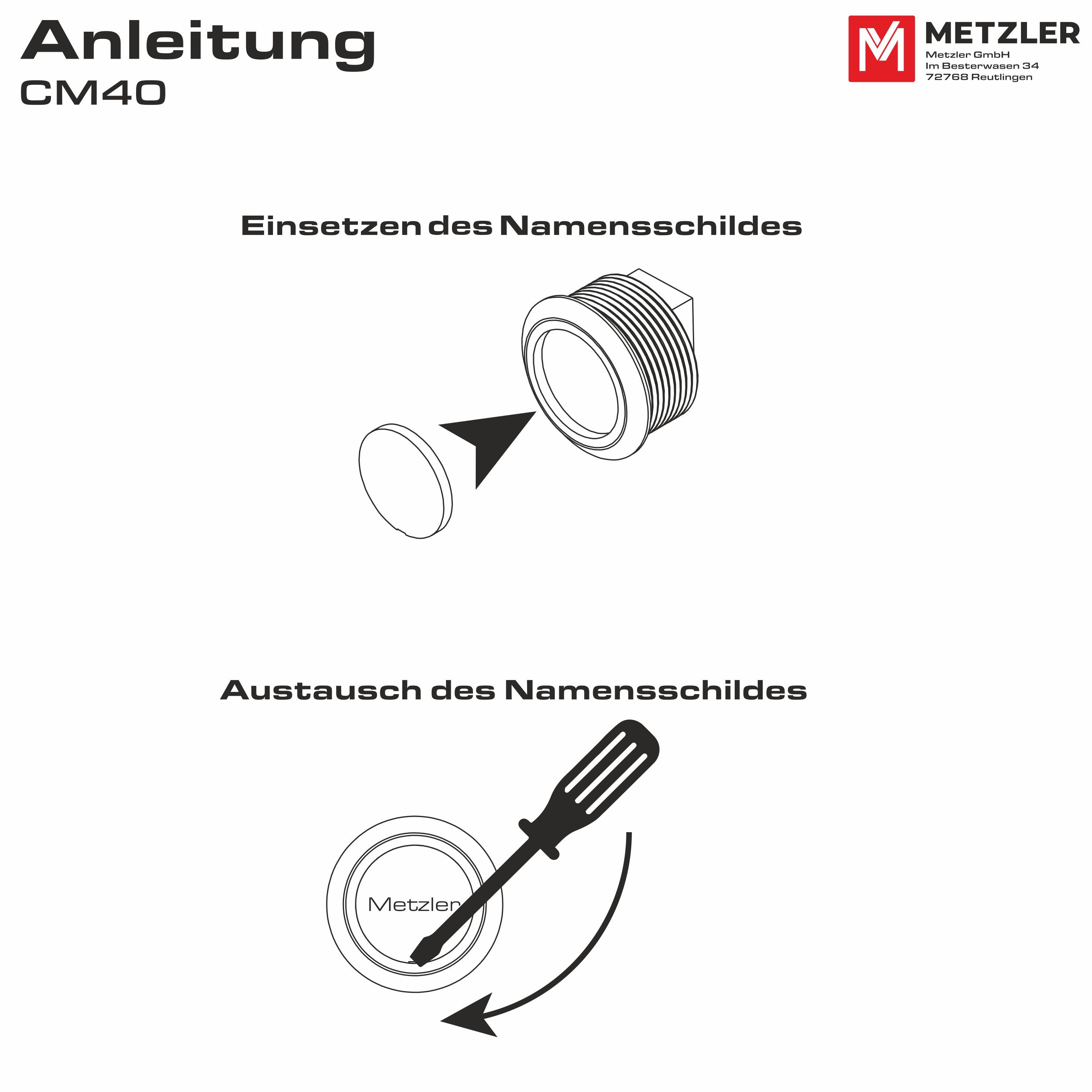 Metzler quadratische Türklingel mit LED Gravur + Klingeltaster | Luna