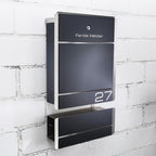 Metzler Briefkasten Anthrazit Edelstahl V4A Gravur + Zeitungsfach optional | 01