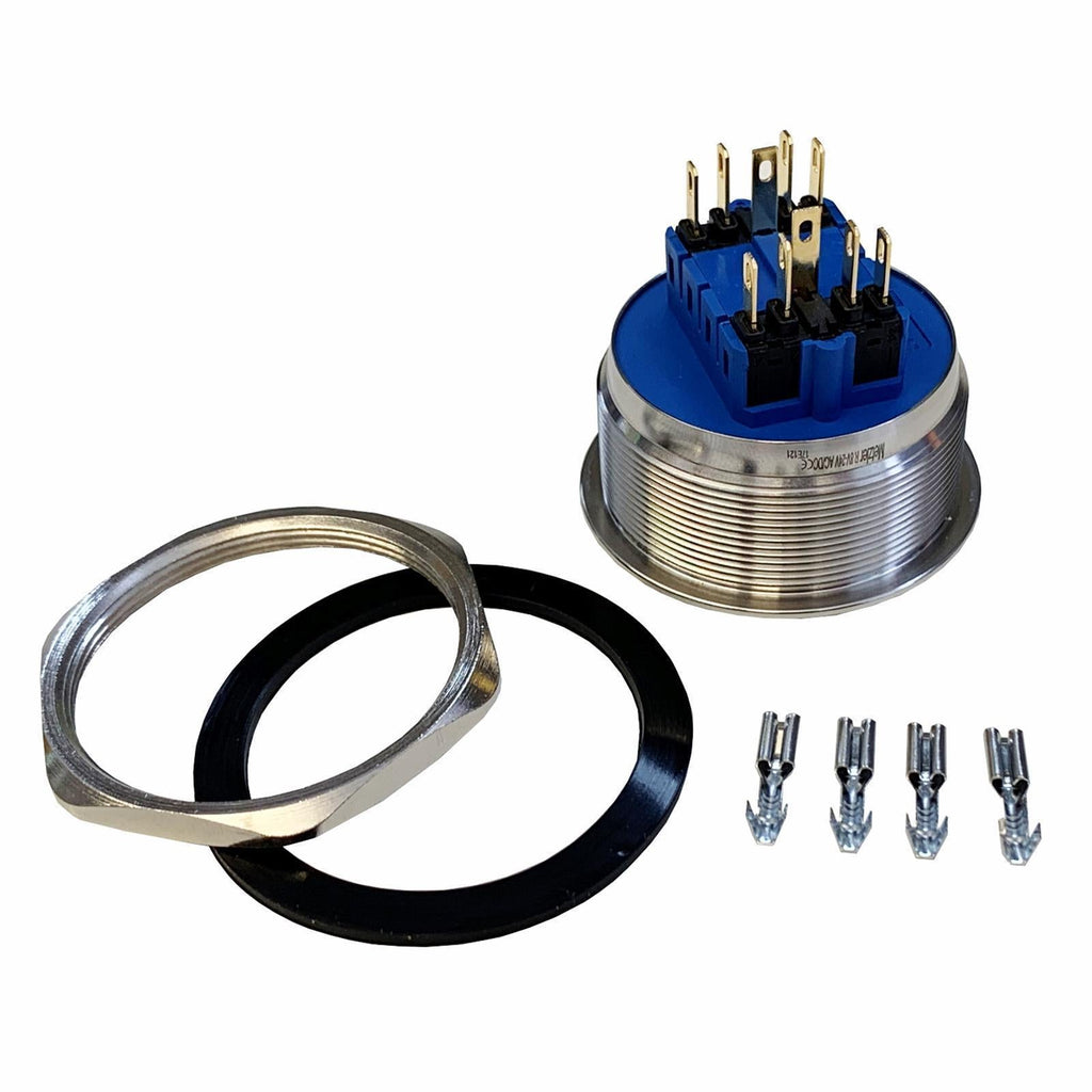 Metzler - Drucktaster 40mm - LED Symbol Licht Gelb - IP67 IK10 - Edelstahl - 2-polig - Flach - Lötkontakte