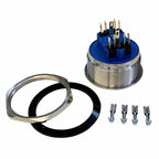 Metzler - Drucktaster 40mm - LED Ringbeleuchtung Blau - IP67 IK10 - Edelstahl - 2-polig - Hervorstehend - Lötkontakte