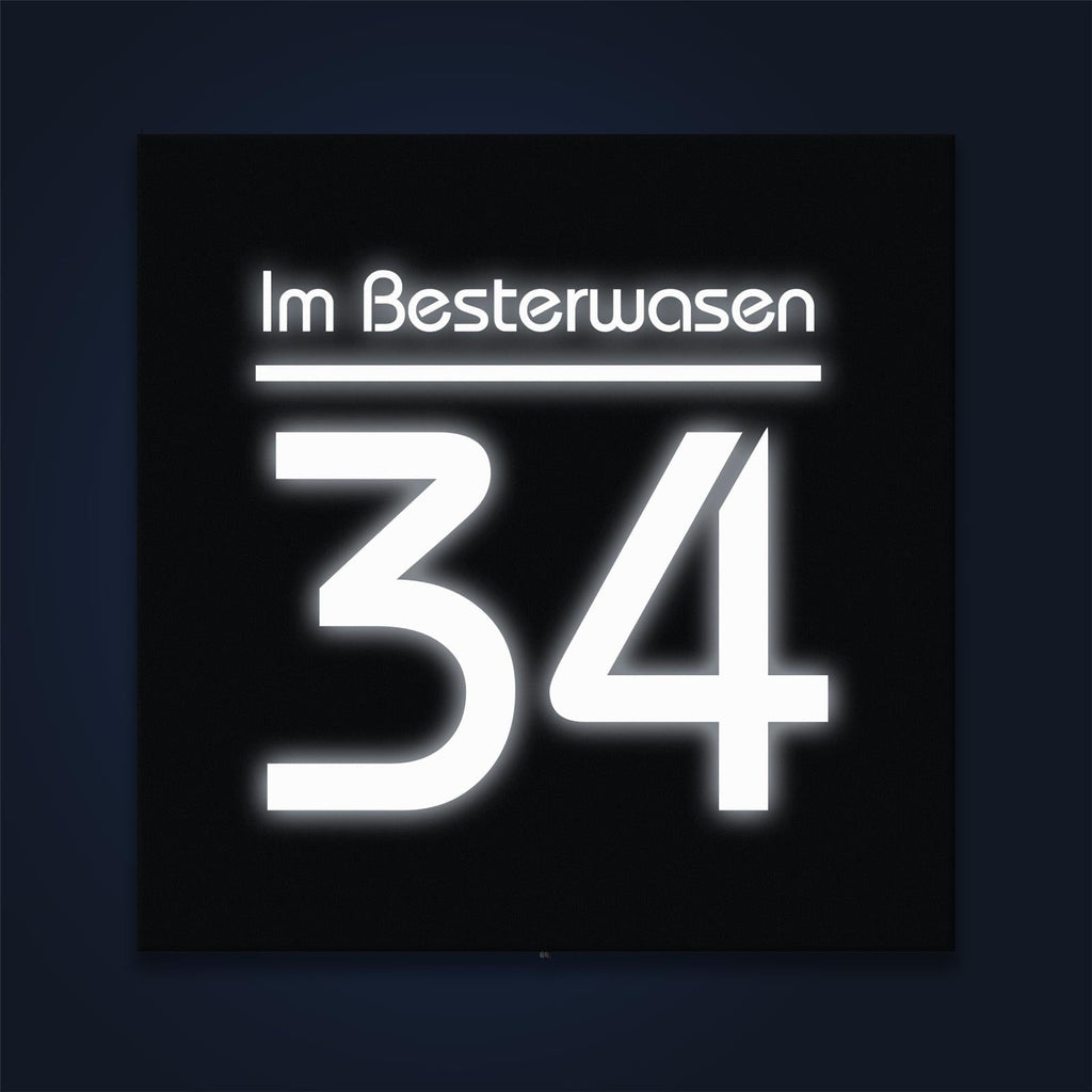 LED-Hausnummernschild in Anthrazit mit Straße