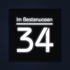 LED-Hausnummernschild in Anthrazit mit Straße