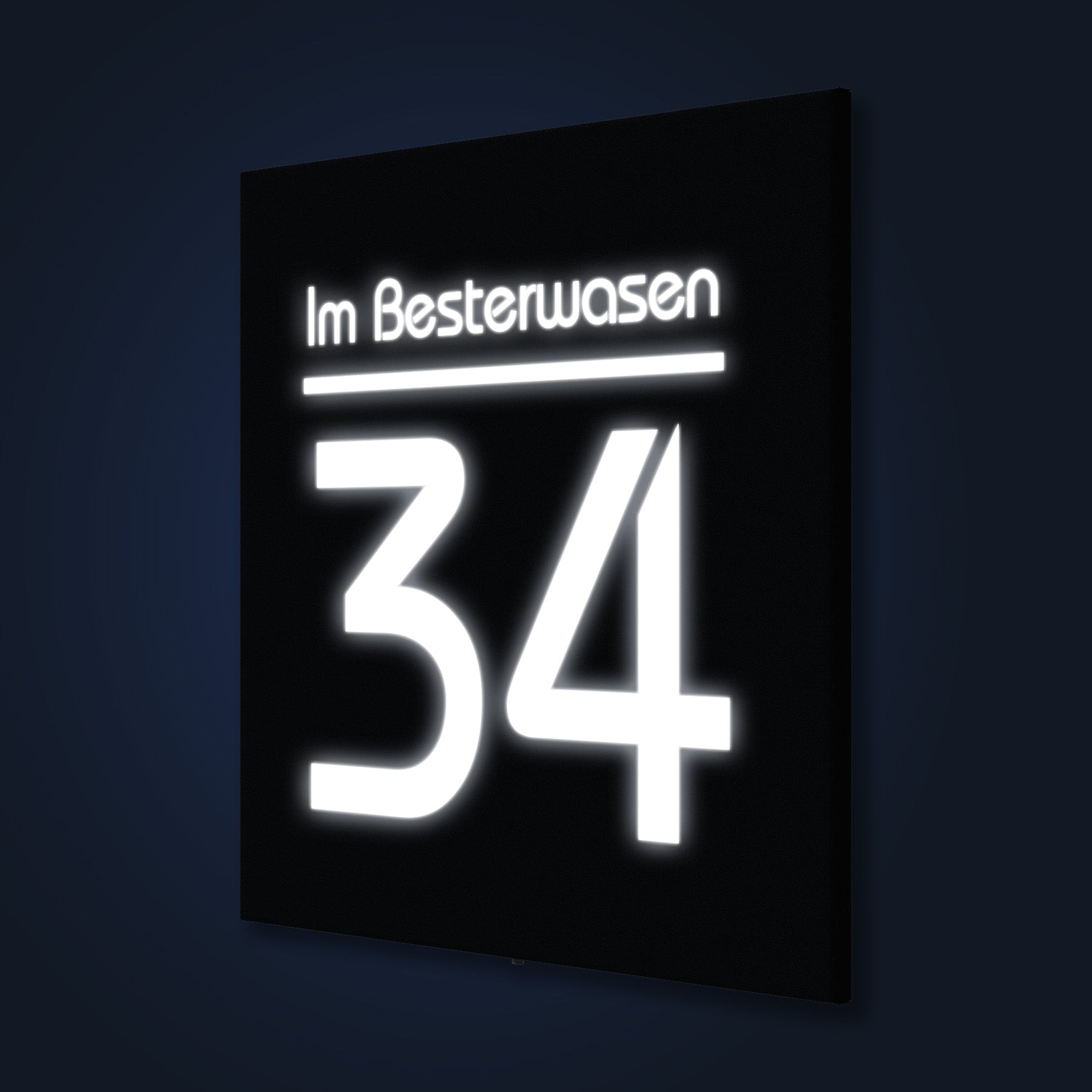 LED-Hausnummernschild in Anthrazit mit Straße