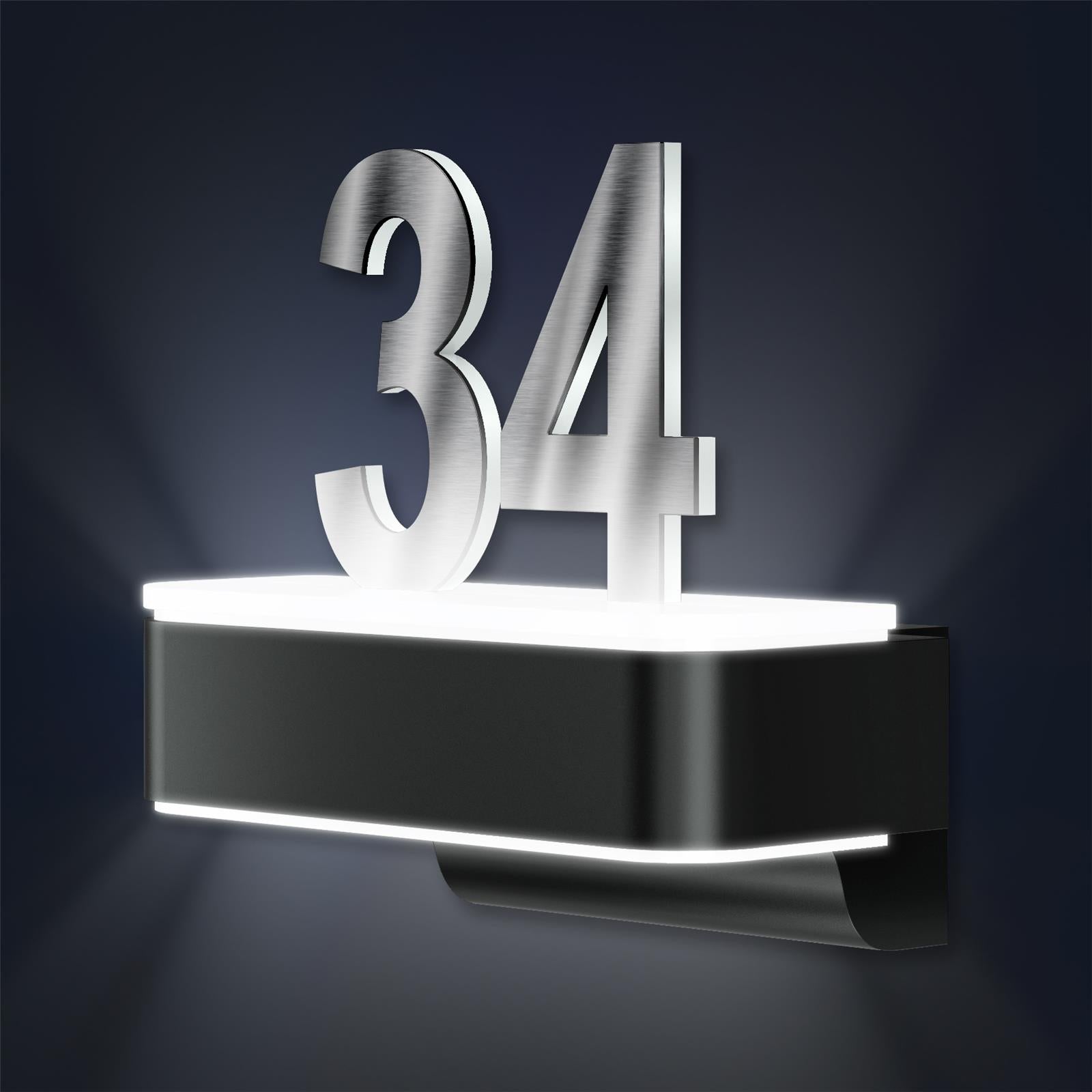 LED-Hausnummernschild von Steinel | L820 | Anthrazit und Edelstahl | Sensor & Bluetooth