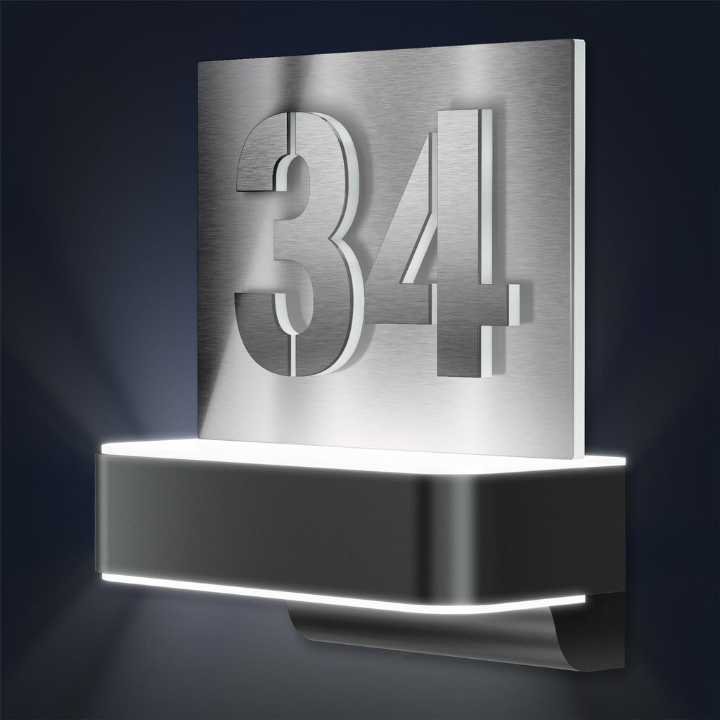 LED-Hausnummernschild von Steinel | L820 | Anthrazit und Edelstahl | Sensor & Bluetooth