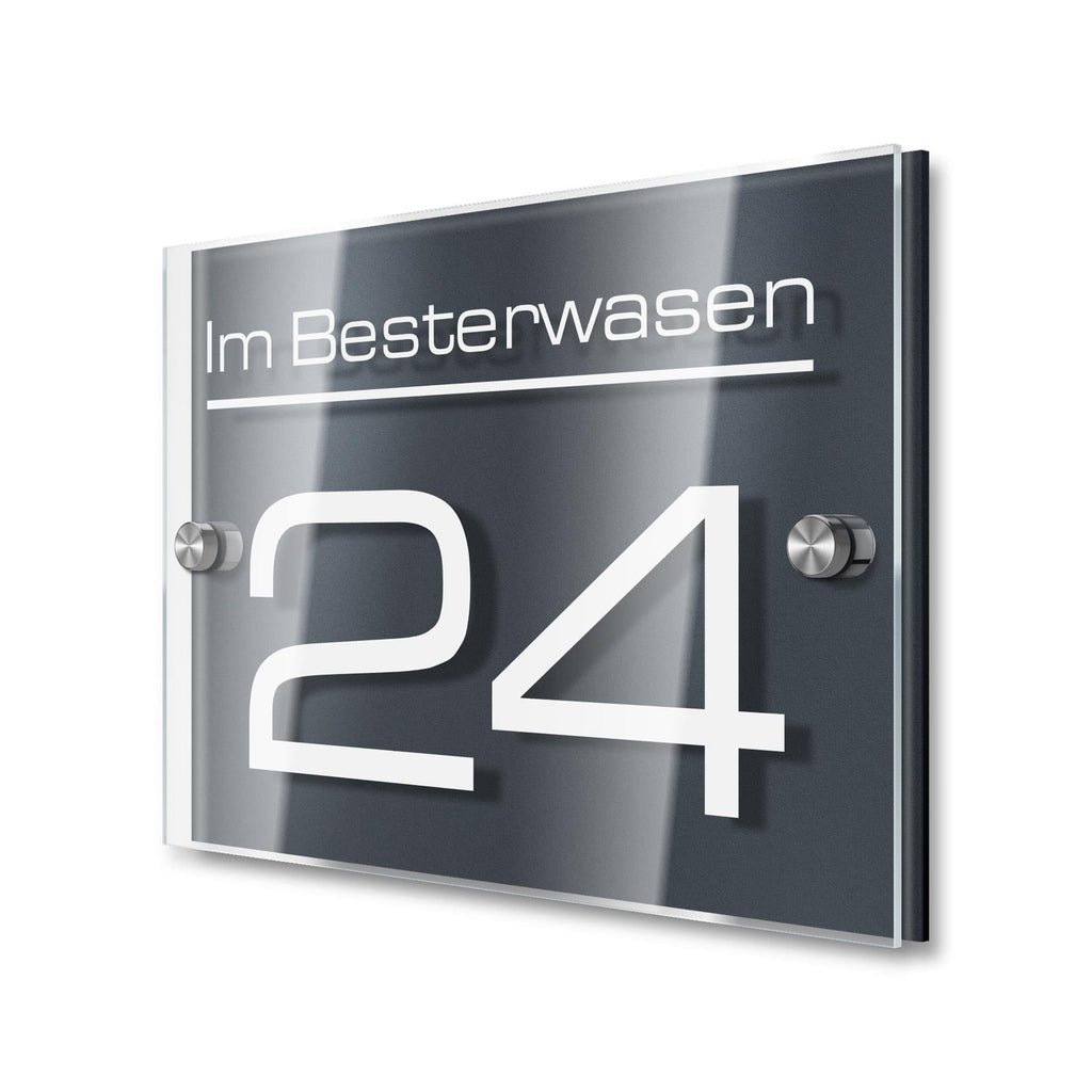 Hausnummernschild für Straße & Ziffer in Anthrazit