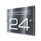 Hausnummernschild für Straße & Ziffer in Anthrazit