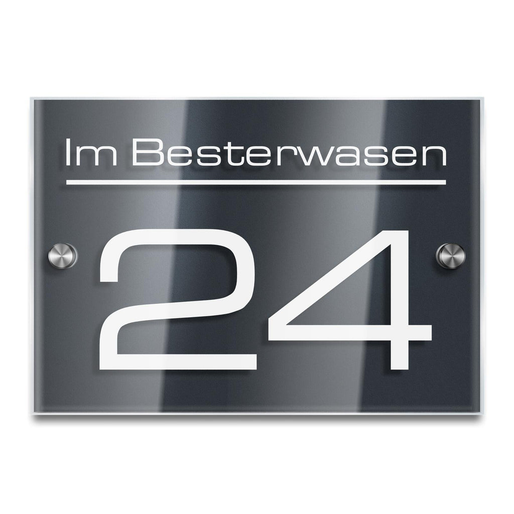 Hausnummernschild für Straße & Ziffer in Anthrazit