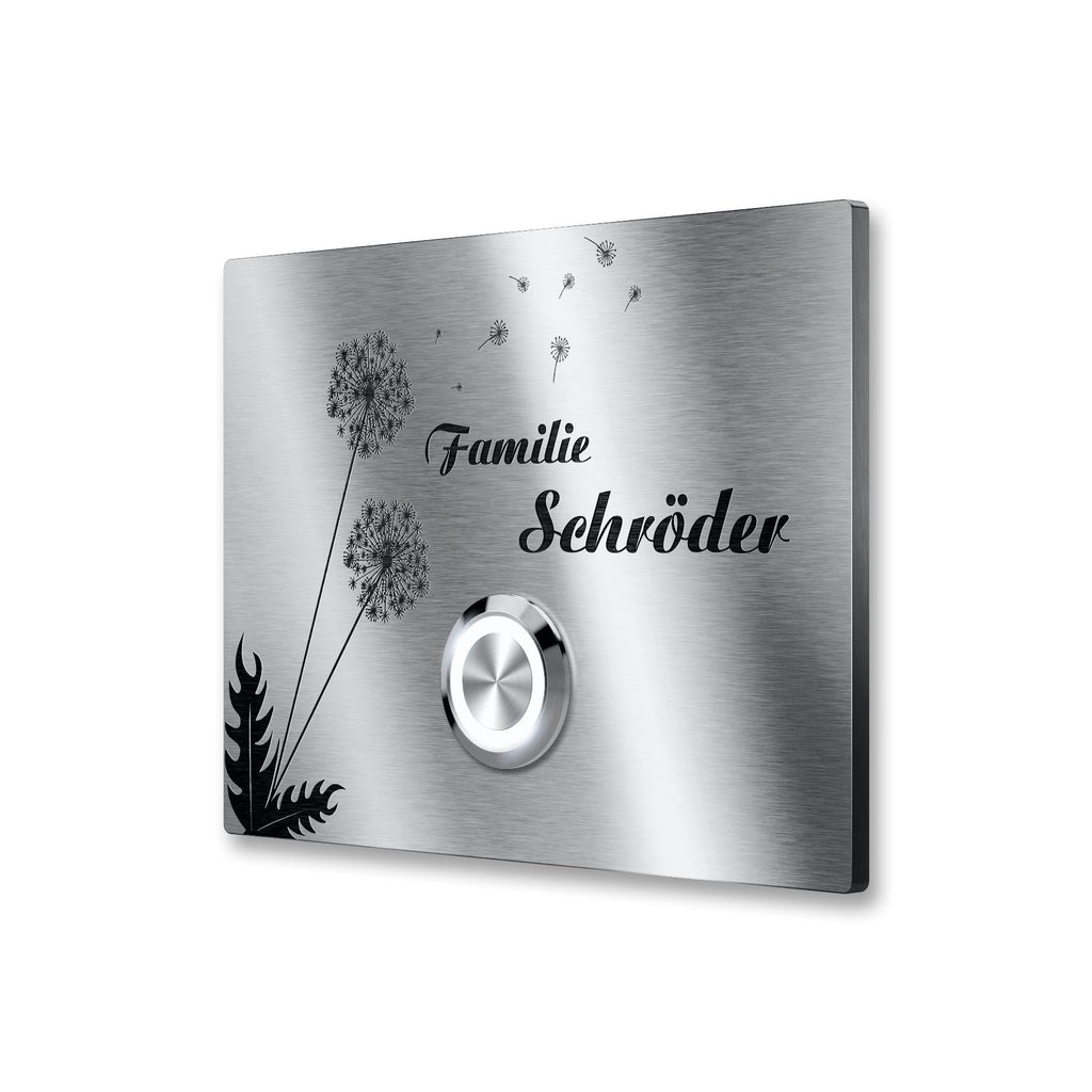 Metzler Türklingel Edelstahl mit Pusteblumenmotiv Gravur | Floria