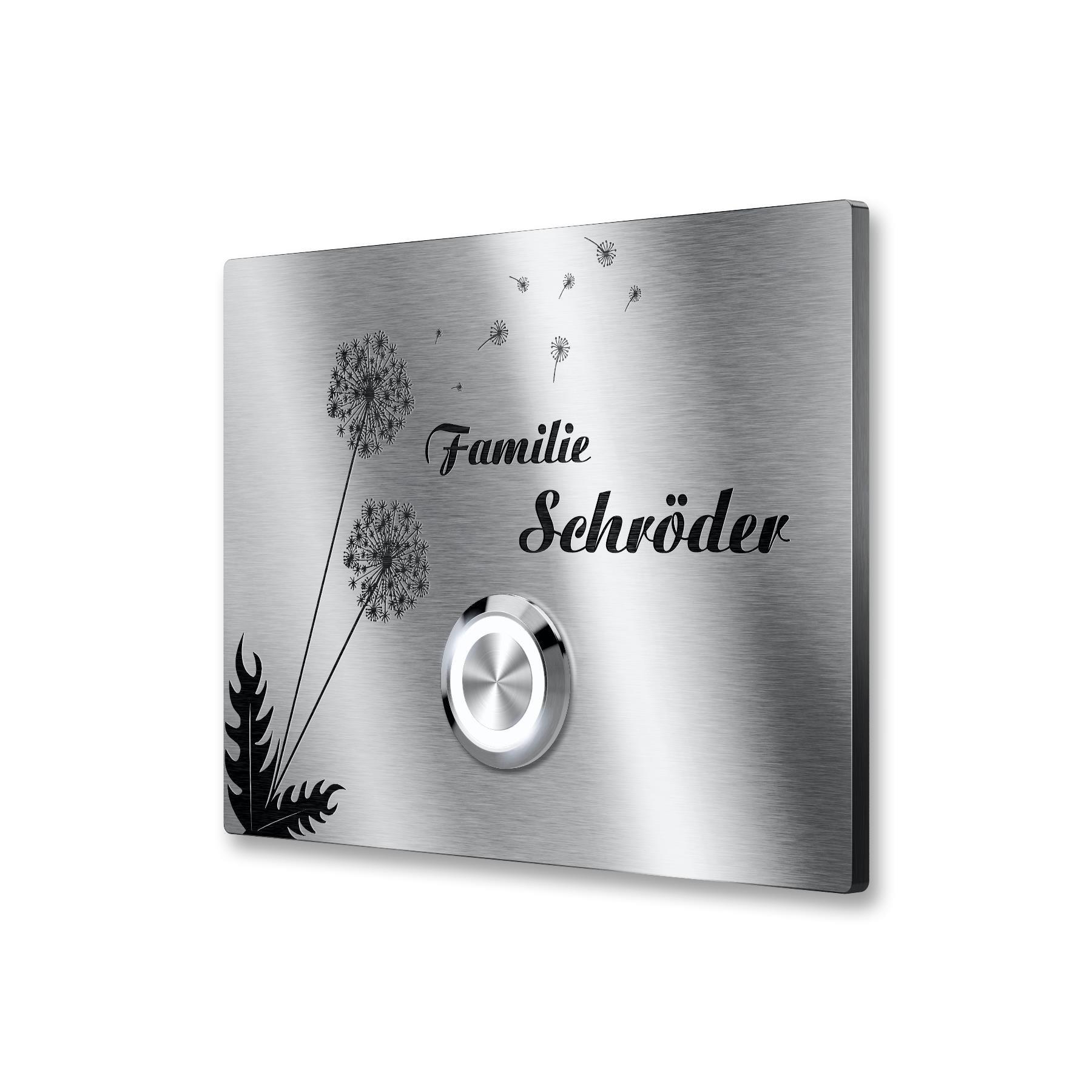 Metzler Türklingel Edelstahl mit Pusteblumenmotiv Gravur | Floria