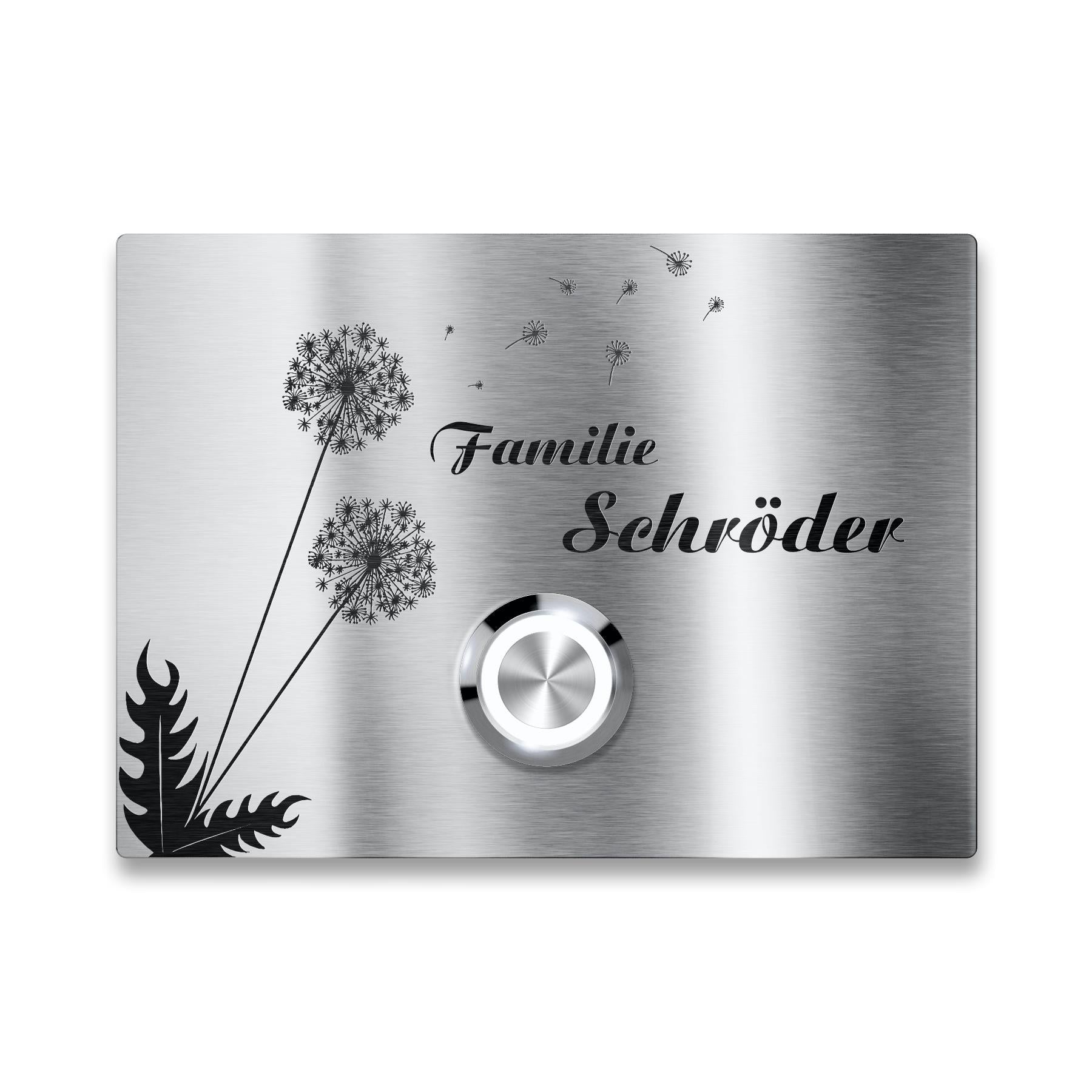Metzler Türklingel Edelstahl mit Pusteblumenmotiv Gravur | Floria