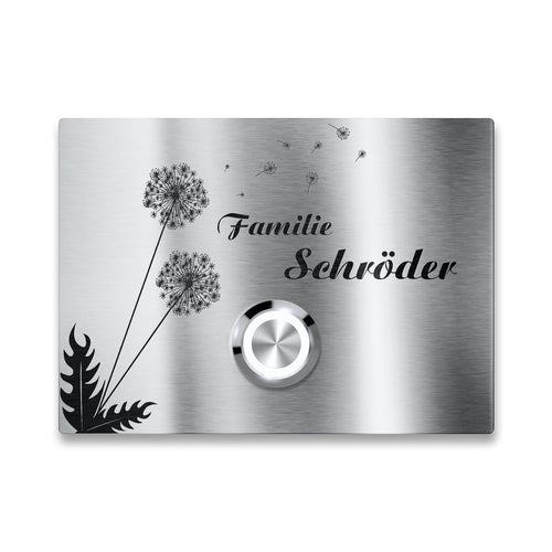 Metzler Türklingel Edelstahl mit Pusteblumenmotiv Gravur | Floria