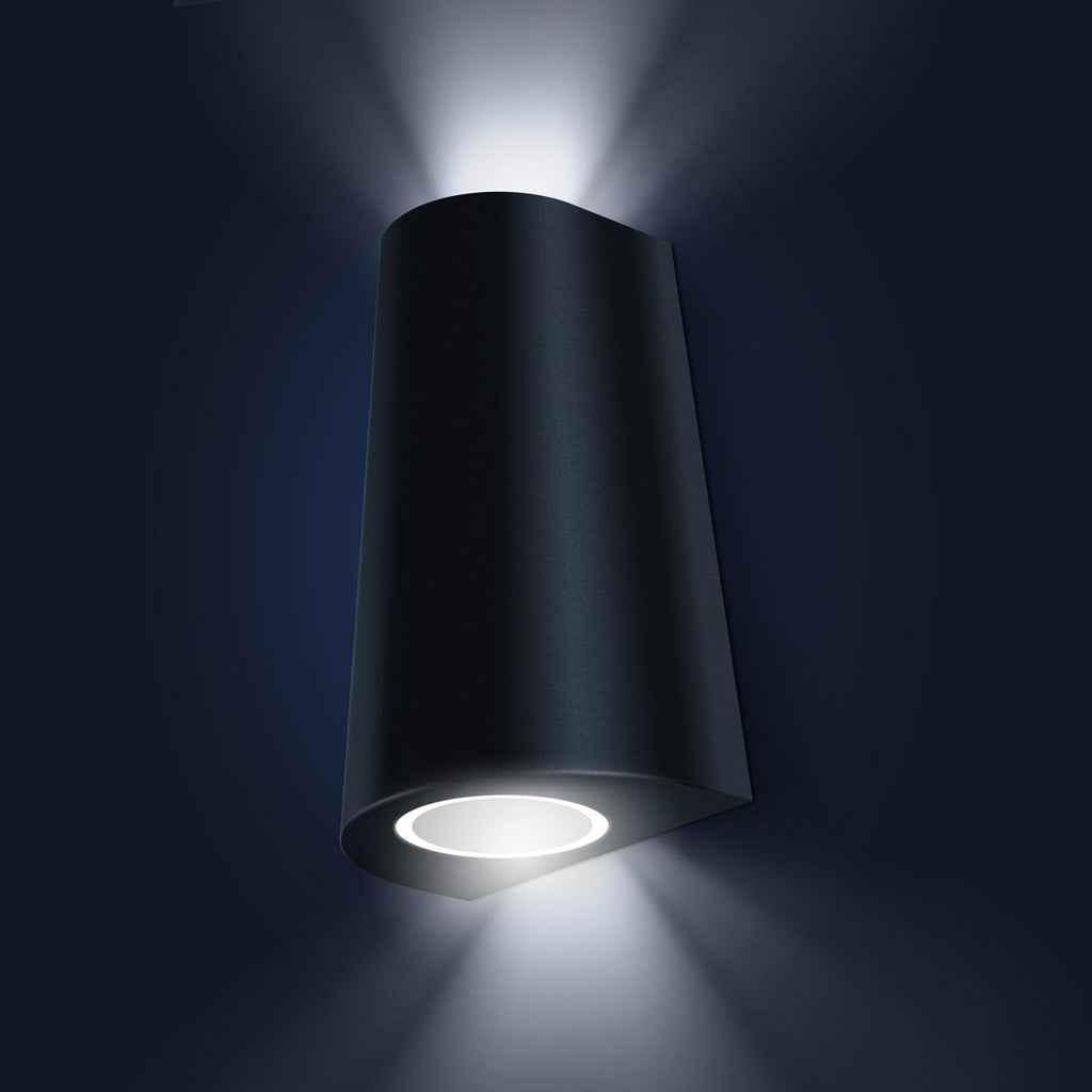 Wandleuchte - Außenleuchte - Up+Downlight - Fassadenleuchte - IP44 - 230V - pulverbeschichtet Schwarz