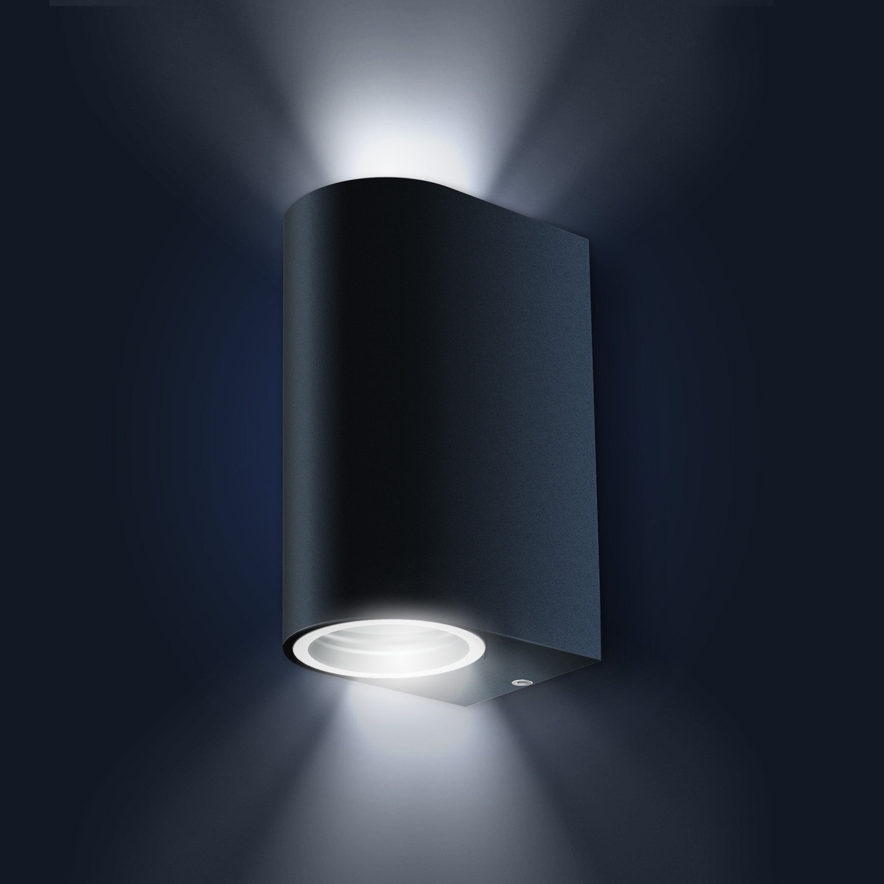 Wandleuchte - Außenleuchte - Up + Downlight halbrund - Fassadenleuchte - IP44 - 230V - pulverbeschichtet Anthrazit RAL7016