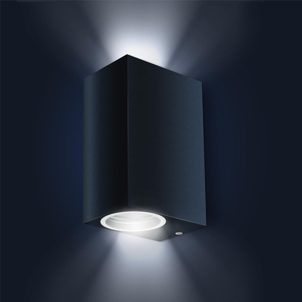 Wandleuchte - Außenleuchte - Up+Downlight rechteckig - Fassadenleuchte - IP44 - 230V - pulverbeschichtet Anthrazit RAL7016