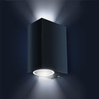 Wandleuchte - Außenleuchte - Up+Downlight rechteckig - Fassadenleuchte - IP44 - 230V - pulverbeschichtet Anthrazit RAL7016