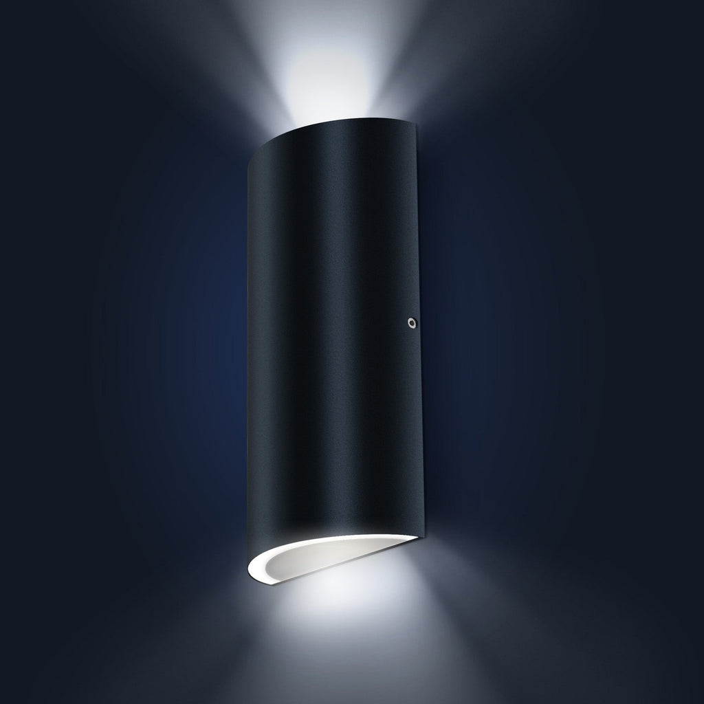 Wandleuchte - Außenleuchte - Up+Downlight ultraflach - Fassadenleuchte - IP44 - 230V - pulverbeschichtet Anthrazit RAL7016