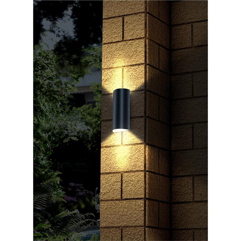 Wandleuchte - Außenleuchte - Up+Downlight ultraflach - Fassadenleuchte - IP44 - 230V - pulverbeschichtet Anthrazit RAL7016