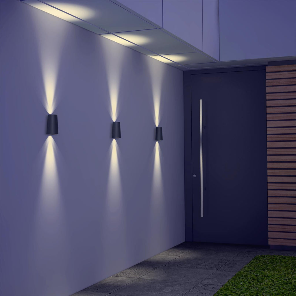 Wandleuchte - Außenleuchte - Up+Downlight - Fassadenleuchte - IP44 - 230V - pulverbeschichtet Schwarz