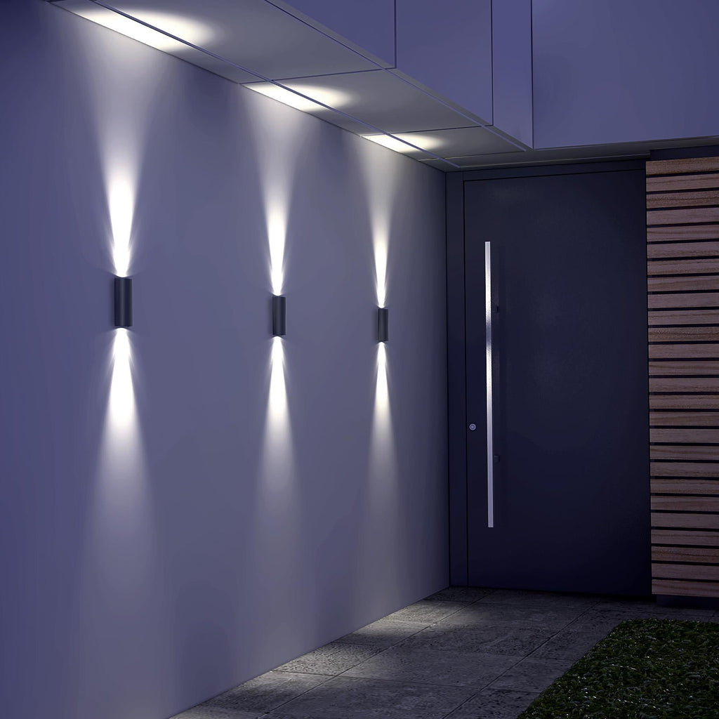 Wandleuchte - Außenleuchte - Up+Downlight ultraflach - Fassadenleuchte - IP44 - 230V - pulverbeschichtet Anthrazit RAL7016