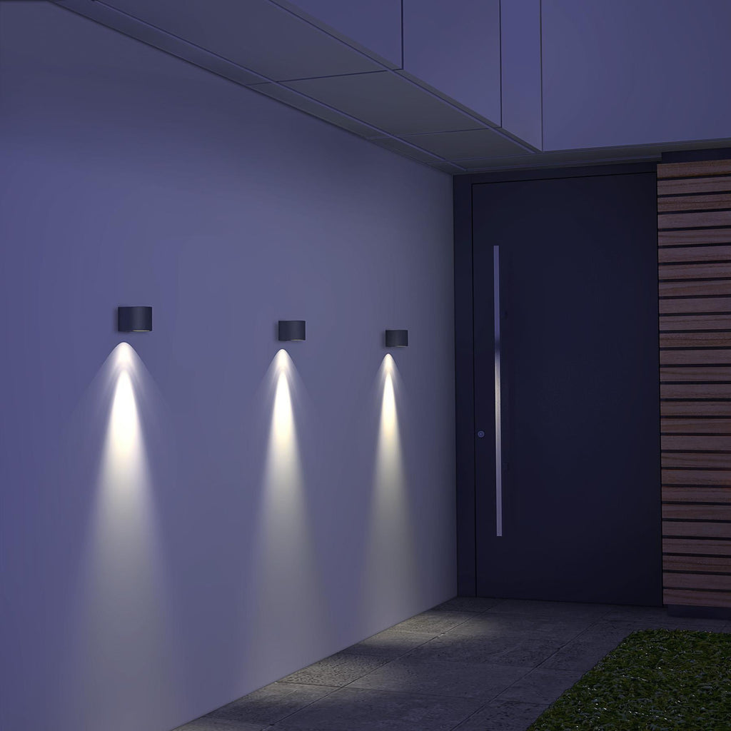 Wandleuchte - Außenleuchte - Downlight halbrund - Fassadenleuchte - IP44 - 230V - pulverbeschichtet Anthrazit RAL7016