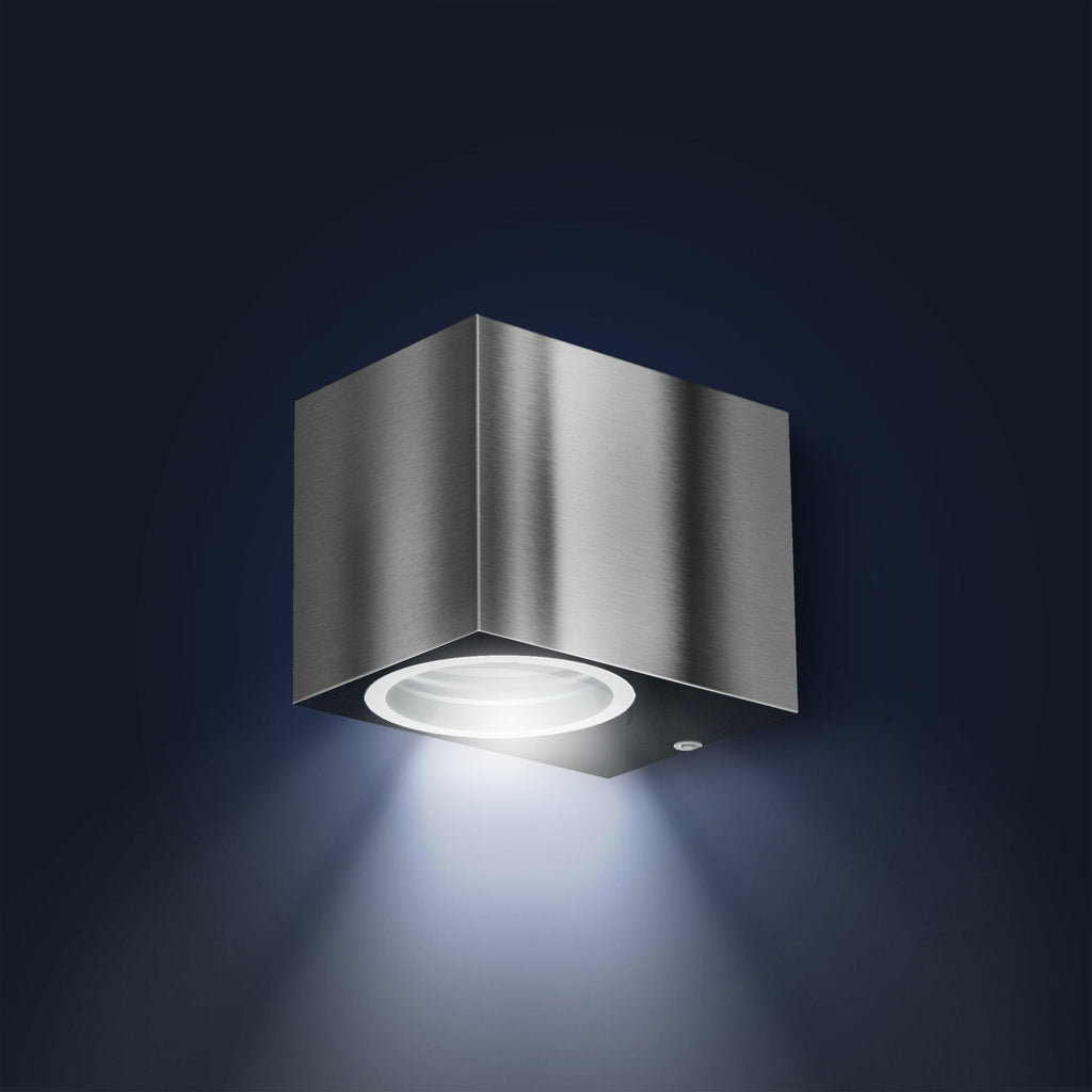 Außenwandleuchte - Downlight Rechteckig- Fassadenleuchte - IP44 - 230V - Edelstahl + Anthrazit