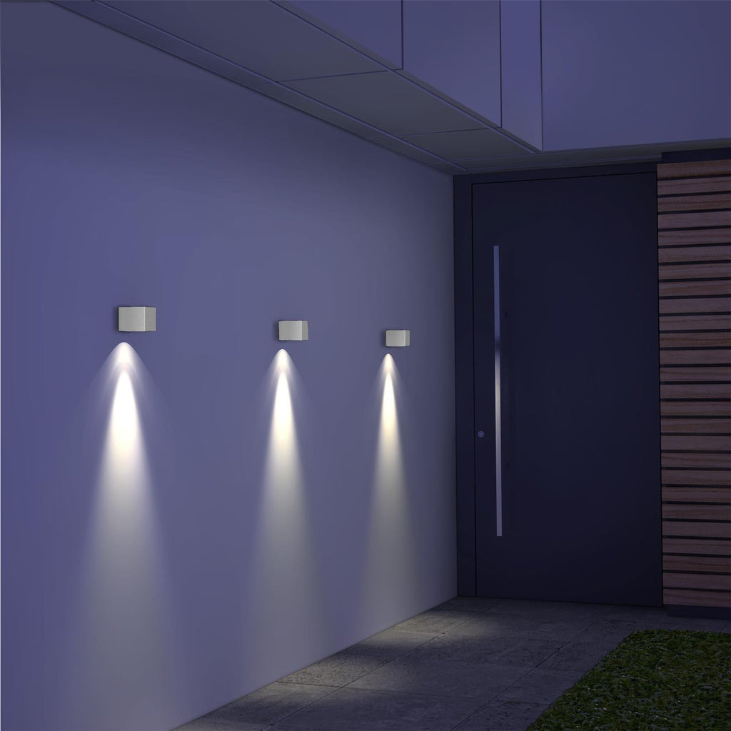 Außen-Wandleuchte - Downlight Rechteckig- Fassadenleuchte - IP44 - 230V - schneeweiß