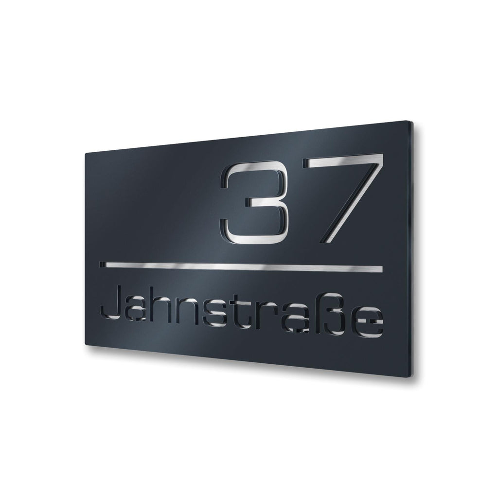3D-Hausnummernschild aus Edelstahl in Anthrazit