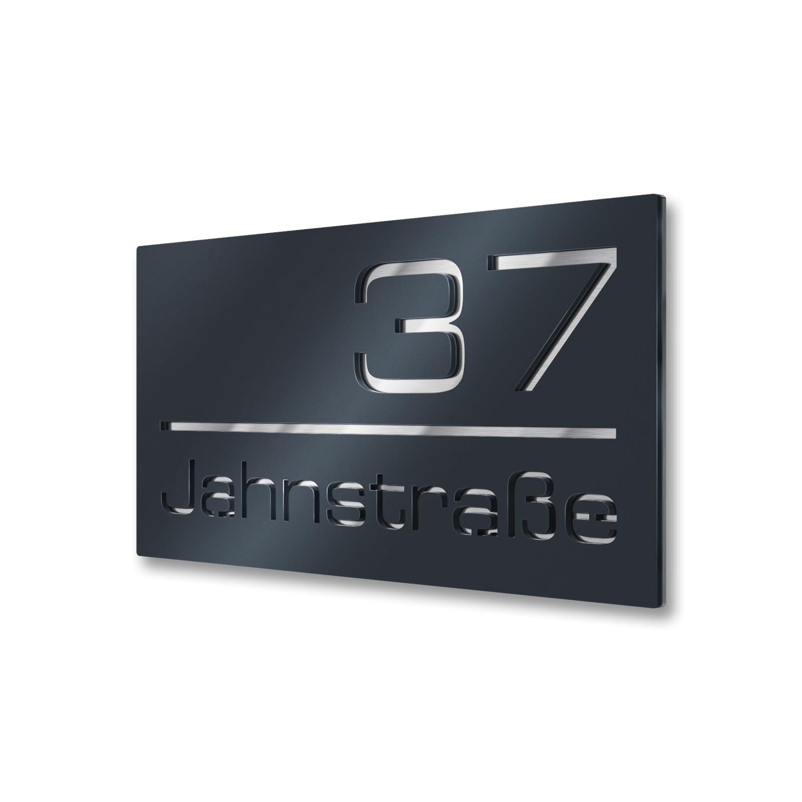 3D-Hausnummernschild aus Edelstahl in Anthrazit