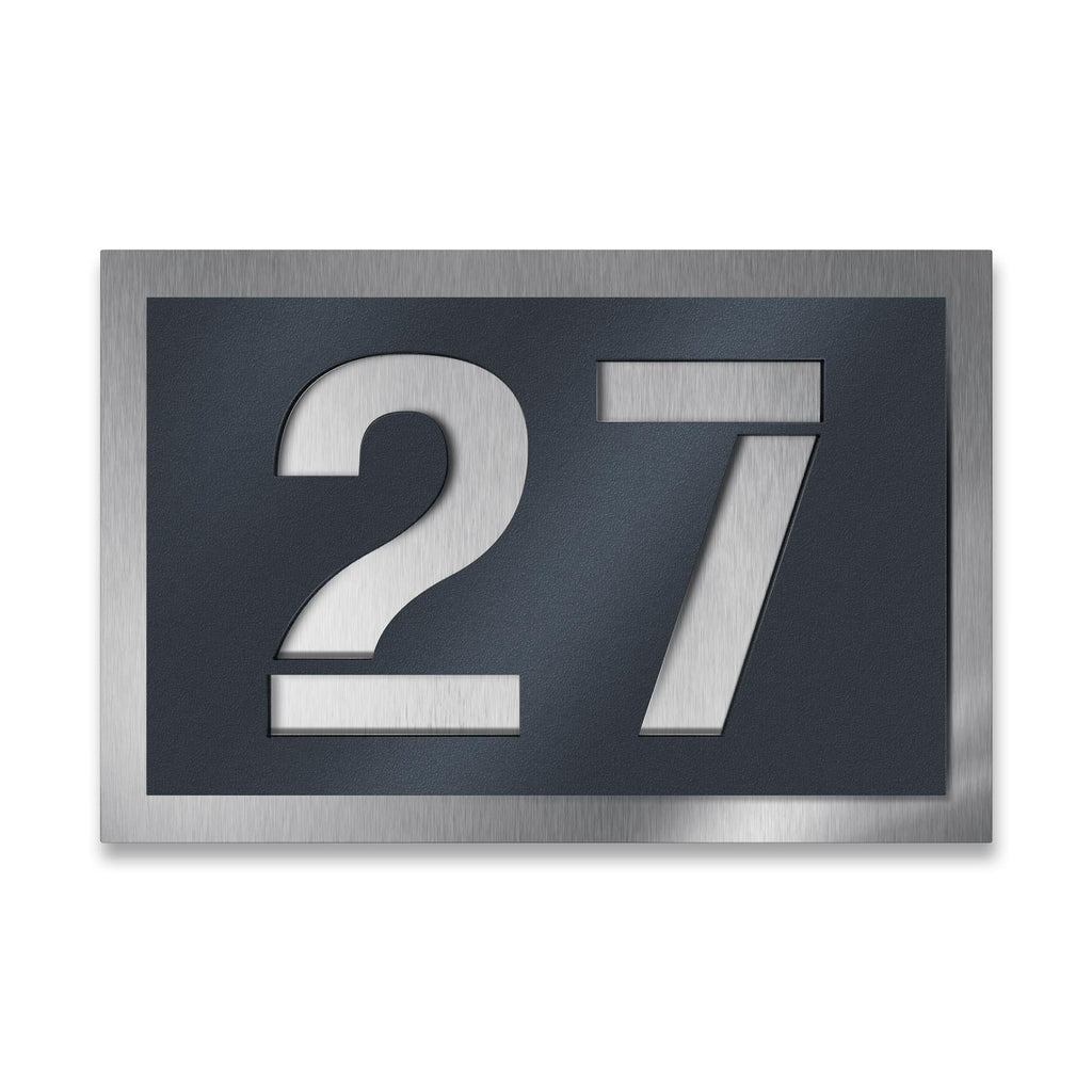 Metzler Hausnummernschild aus Edelstahl Anthrazitgrau RAL 7016