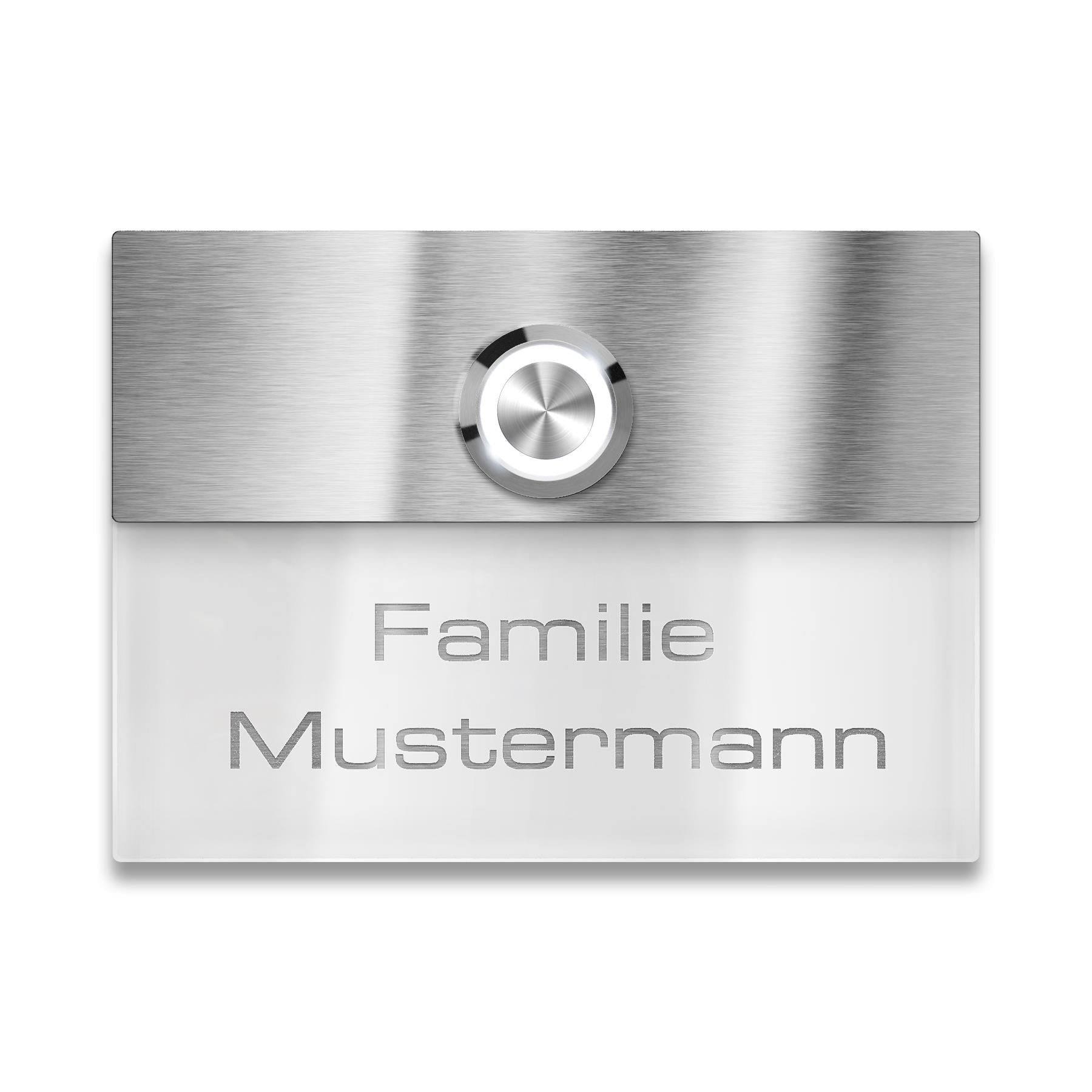 Metzler Türklingel Edelstahl Weiß Lasergravur + LED-Taster | Sena