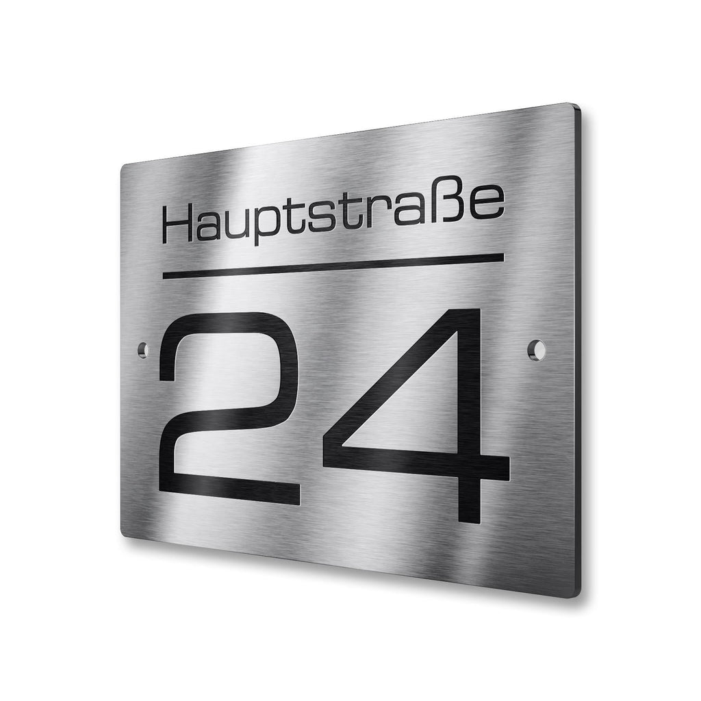 Hausnummernschild aus V2A Edelstahl