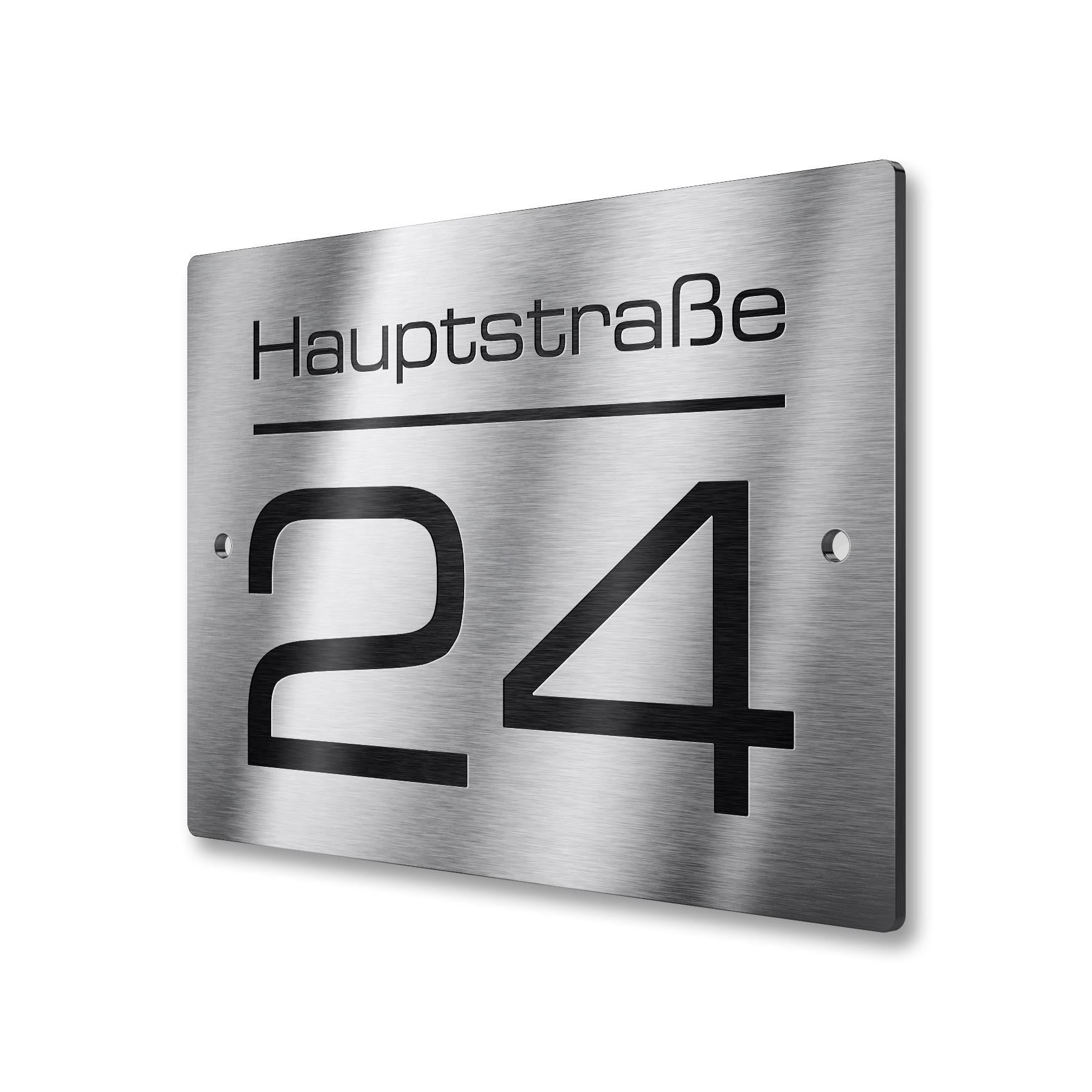 Hausnummernschild aus V2A Edelstahl
