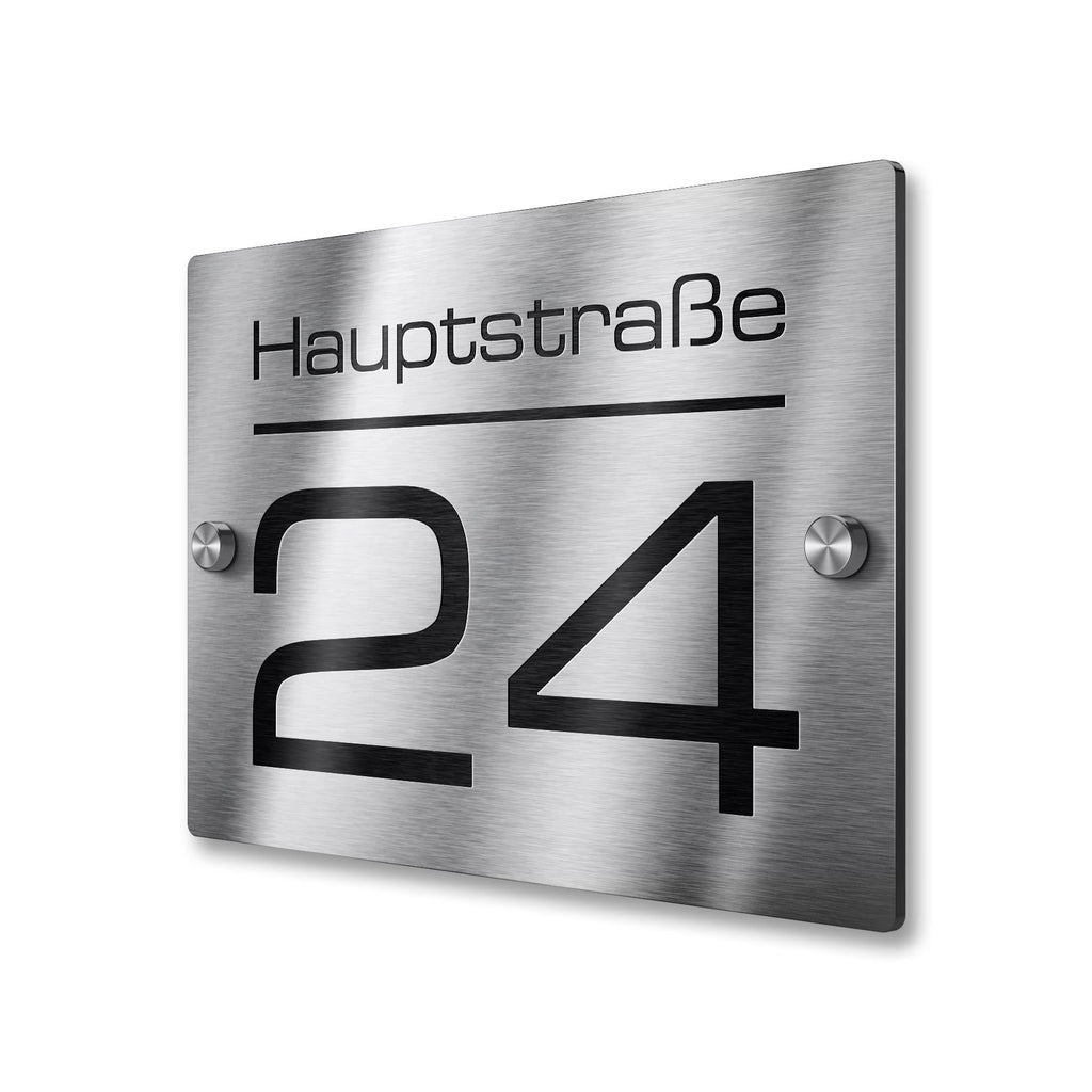 Hausnummernschild aus V2A Edelstahl