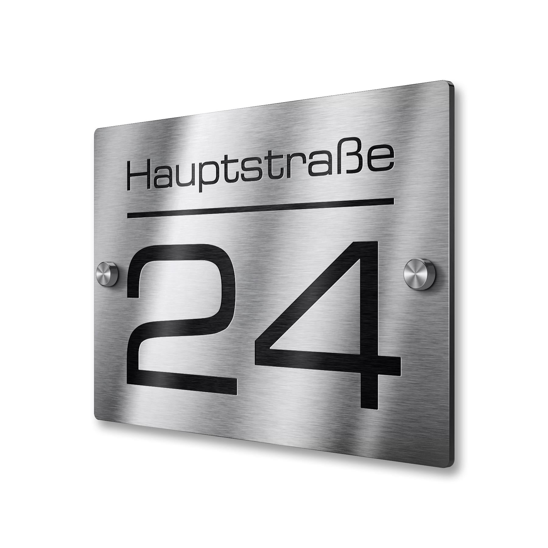 Hausnummernschild aus V2A Edelstahl