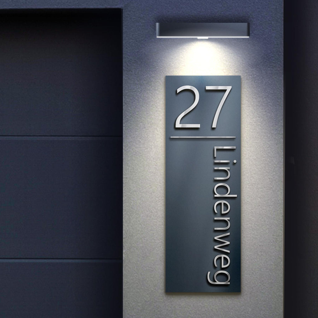 Metzler Hausnummernschild Hochformat Anthrazit Edelstahl | Weissenhof XXL