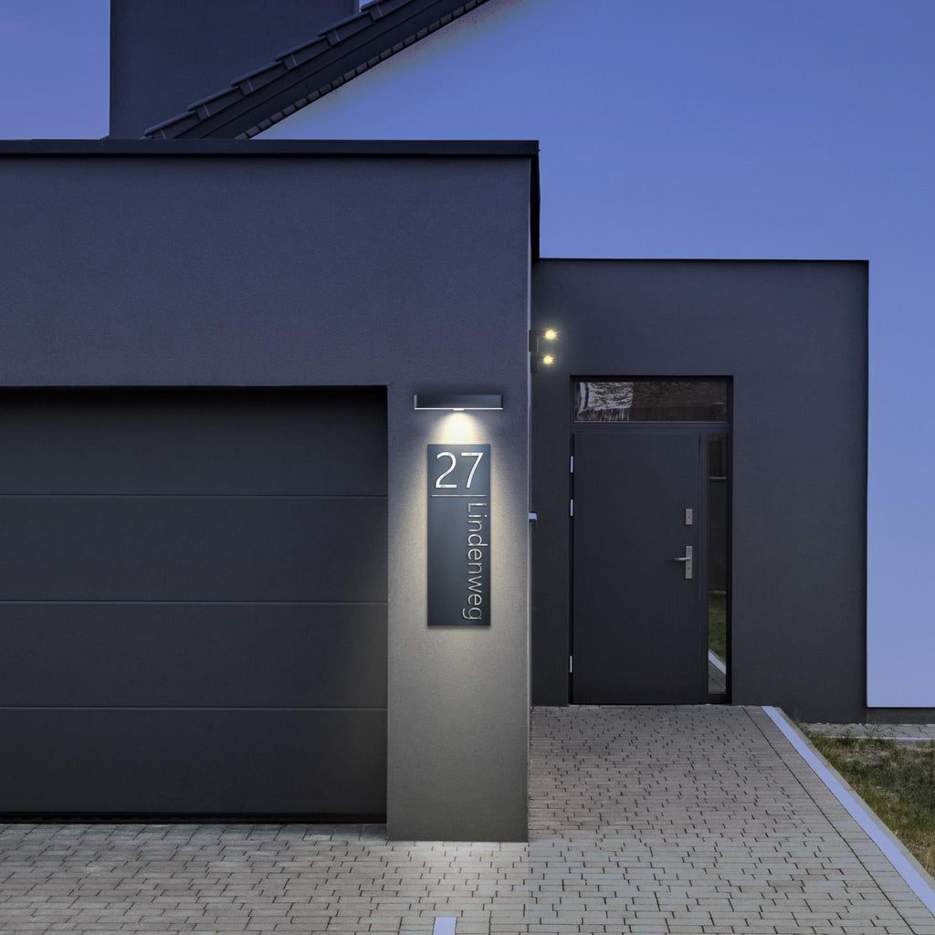 Metzler Hausnummernschild Hochformat Anthrazit Edelstahl | Weissenhof XXL