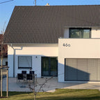 Hausnummer aus Edelstahl in Anthrazit RAL7016, Schriftart Bauhaus