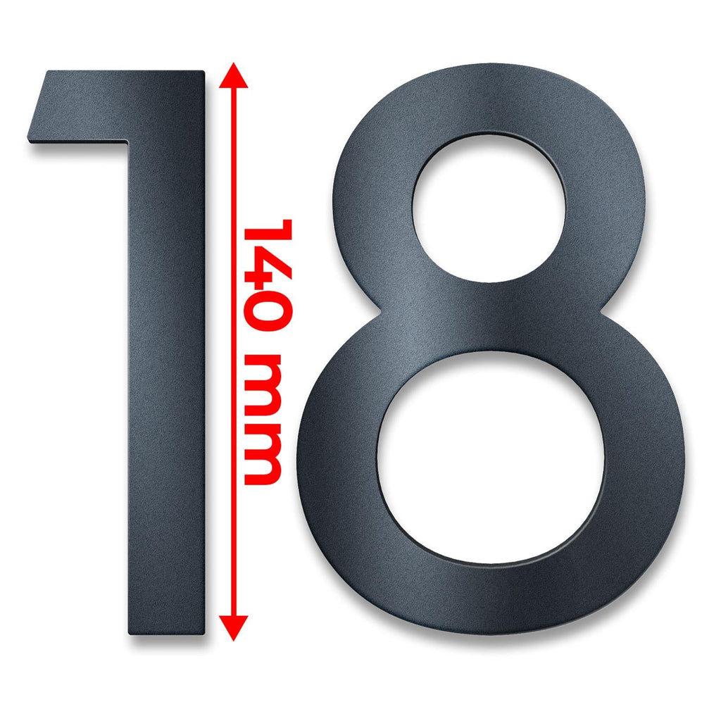 Hausnummer aus Edelstahl in Anthrazit RAL7016, Schriftart Bauhaus