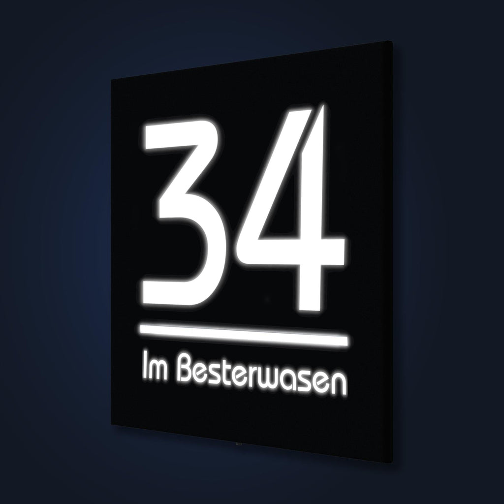 LED-Hausnummernschild in Anthrazit mit Hausnummer groß