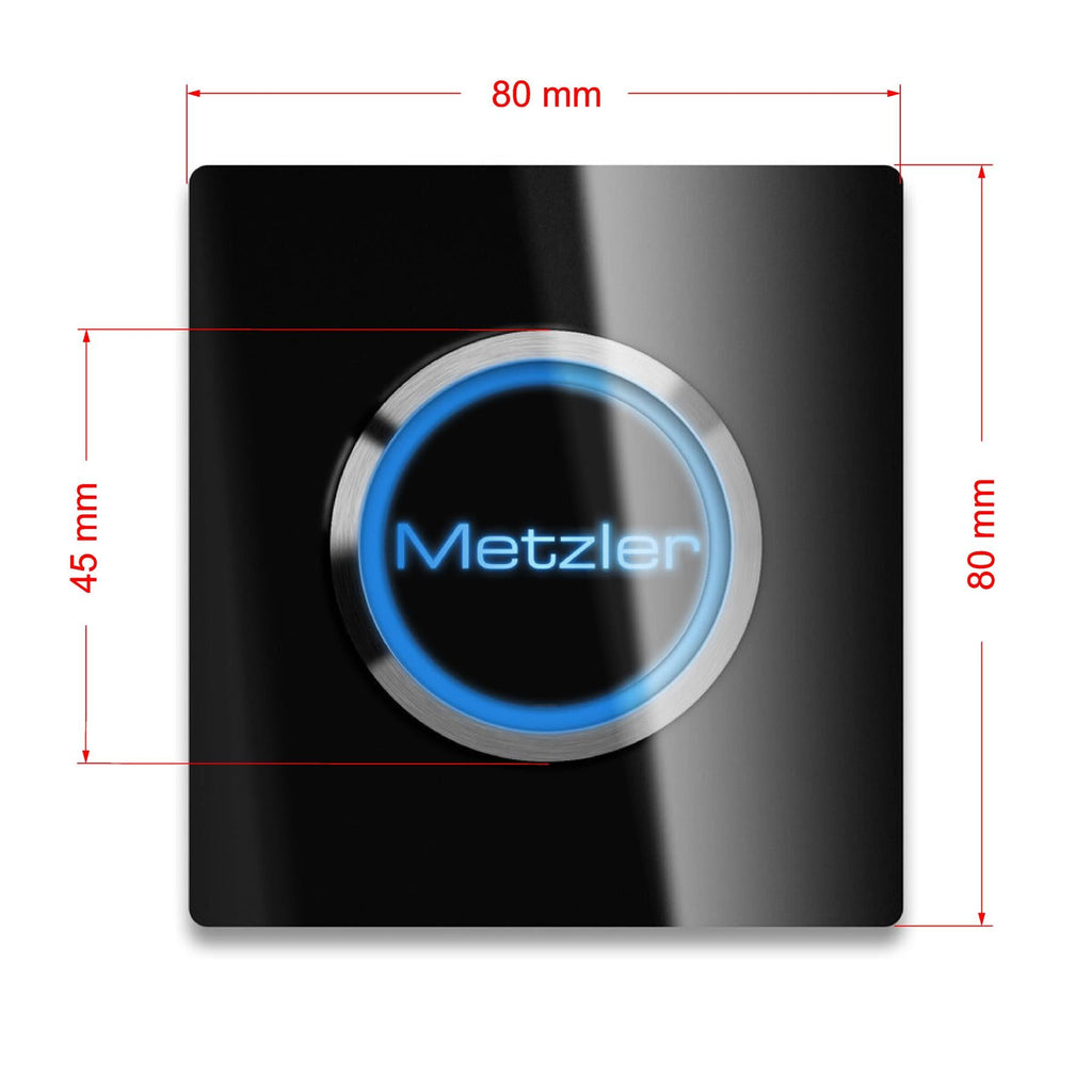 Metzler quadratische Türklingel mit LED Gravur + Klingeltaster | Luna