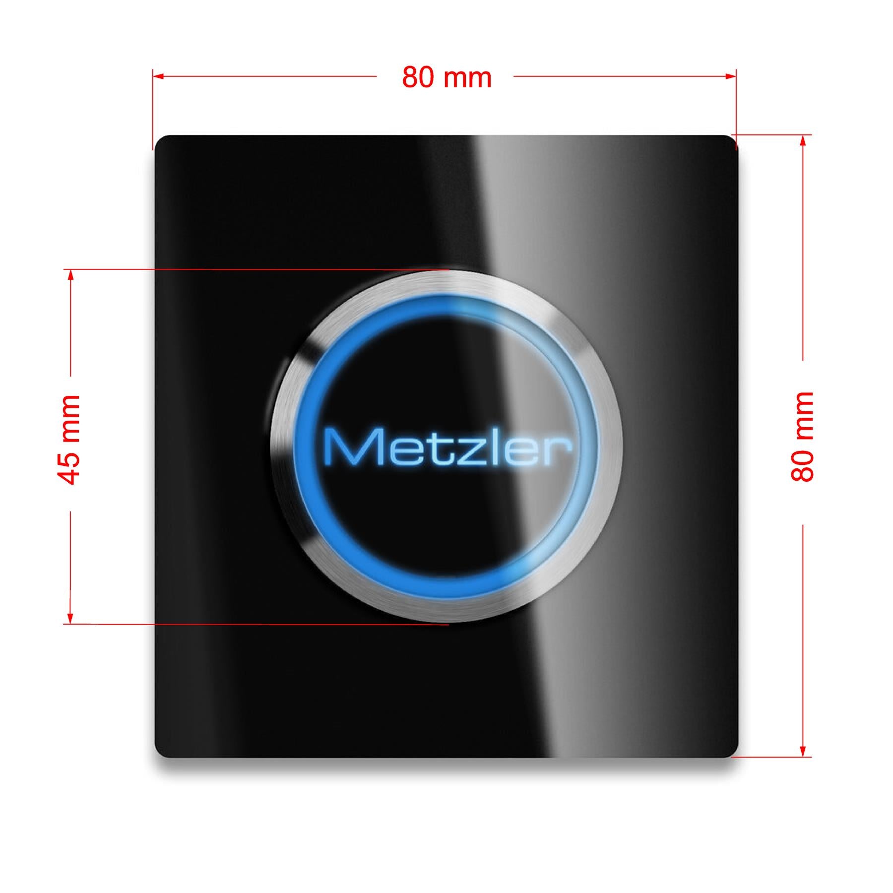Metzler quadratische Türklingel mit LED Gravur + Klingeltaster | Luna
