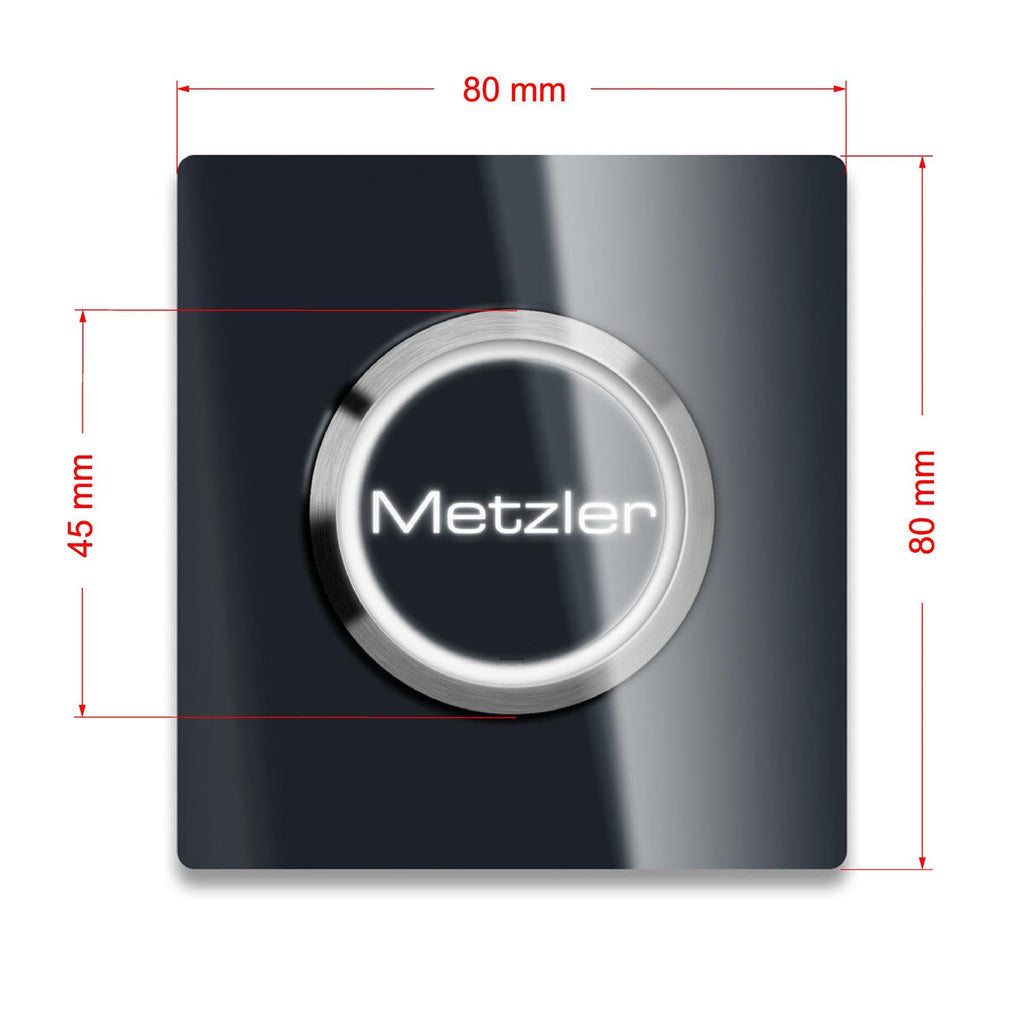 Metzler quadratische Türklingel mit LED Gravur + Klingeltaster | Luna