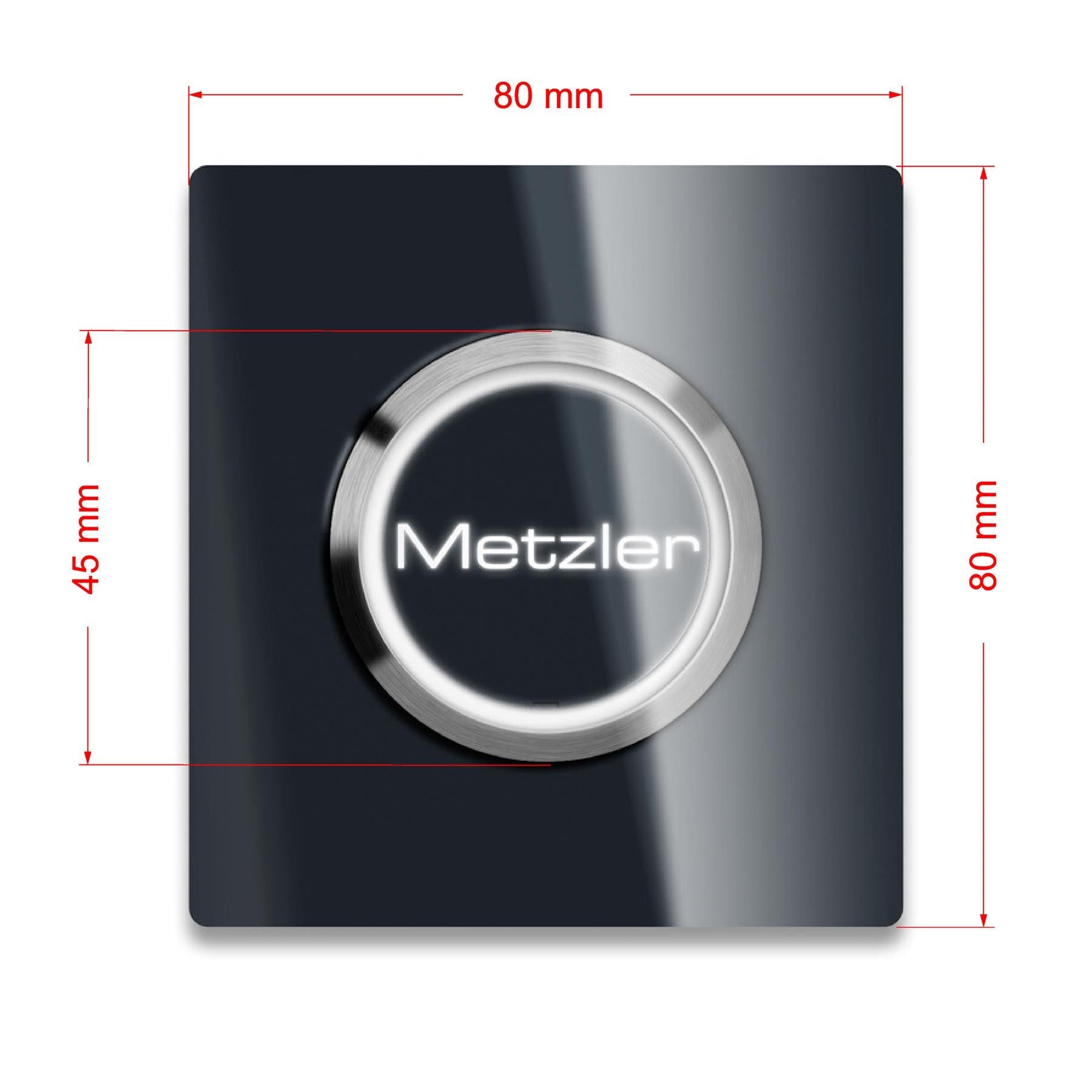Metzler quadratische Türklingel mit LED Gravur + Klingeltaster | Luna